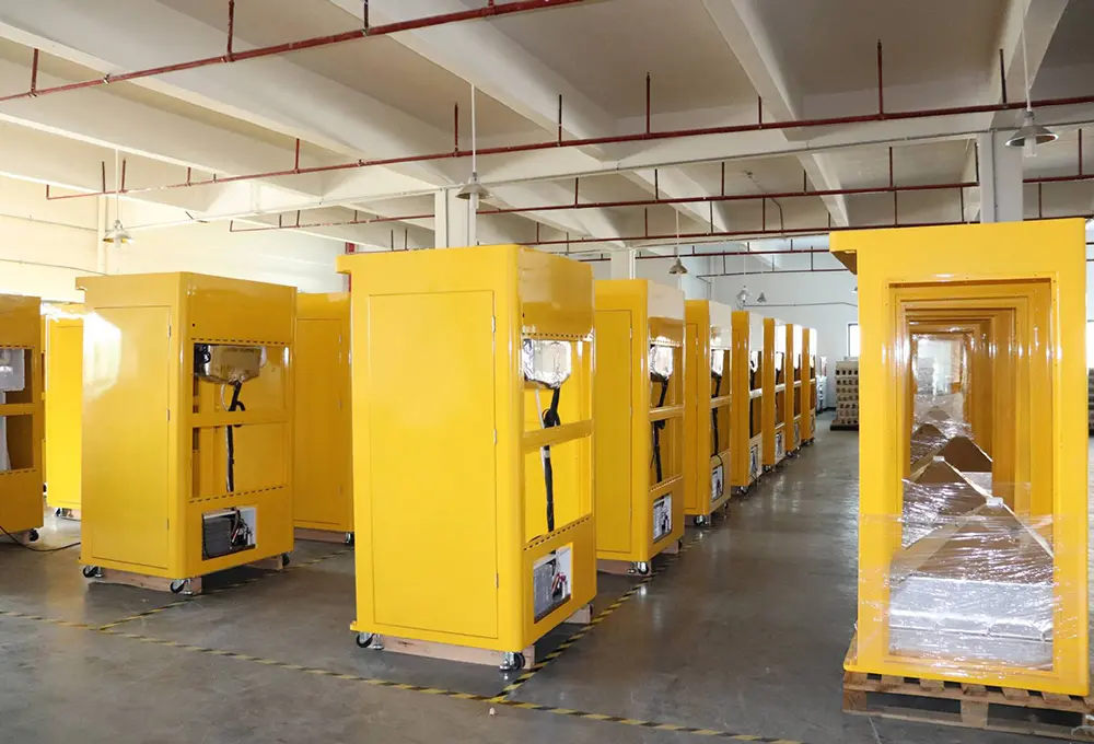 Dongji sheet metal factory China finished products warehouse with packaged goods ready for global export shipping to 50 plus countries