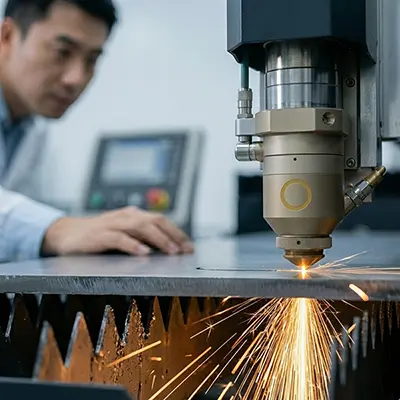 High-Speed Fiber Laser Cutting Machine Processing Thick Metal Sheets