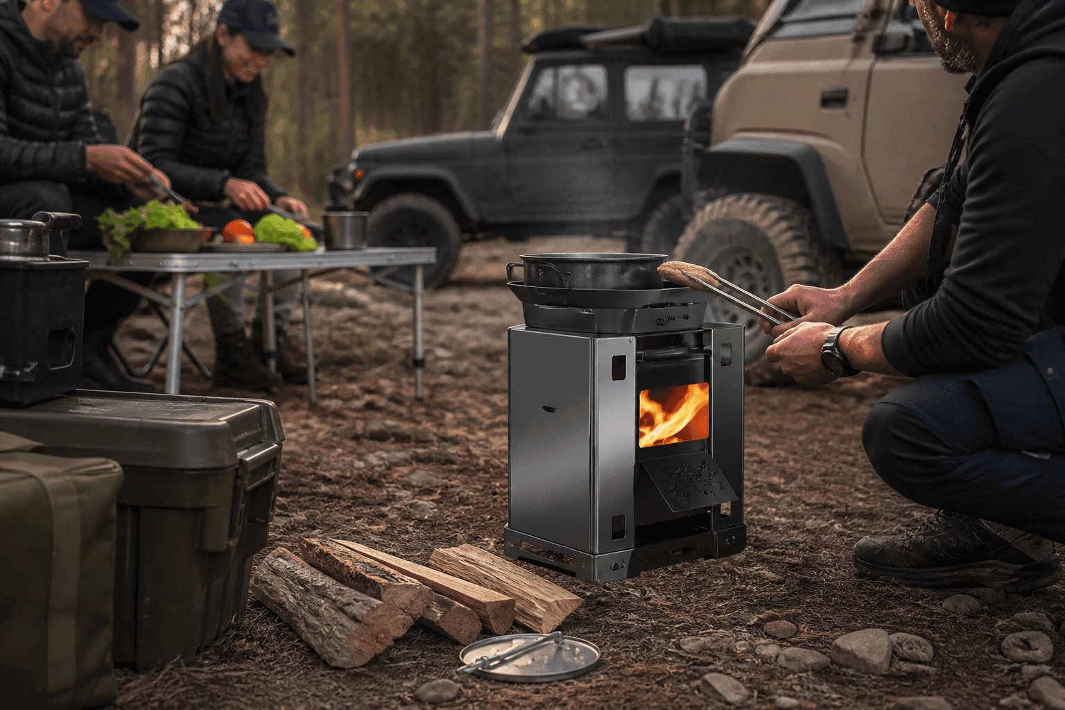 Foldable Stainless Steel Rocket Stove with Powder Coating for Durable Outdoor Use